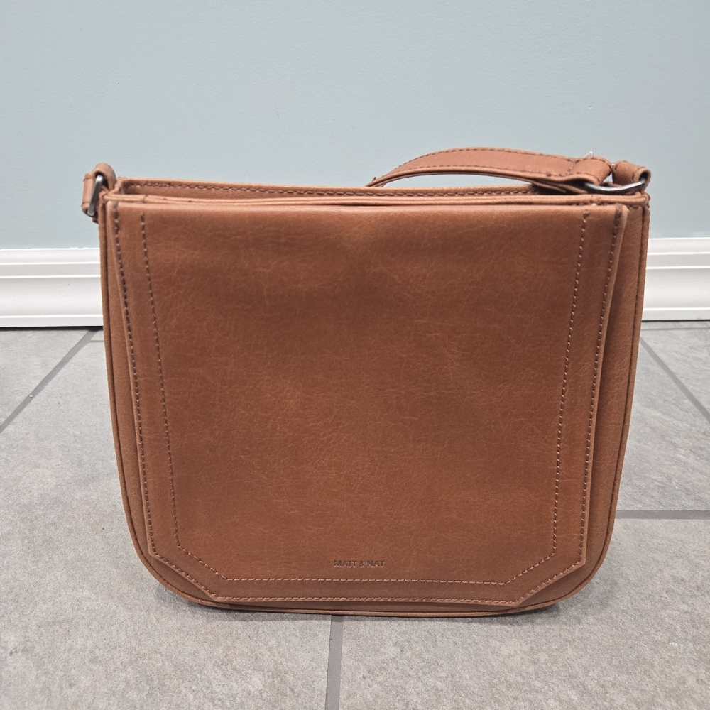 Matt & Nat Vintage Mara Crossbody Bag Brown Vegan Leather Adjustable Strap